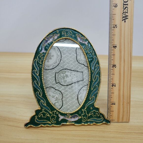 Vintage Cloisonne Dolphin Tabletop Picture Frame - Picture 6 of 10